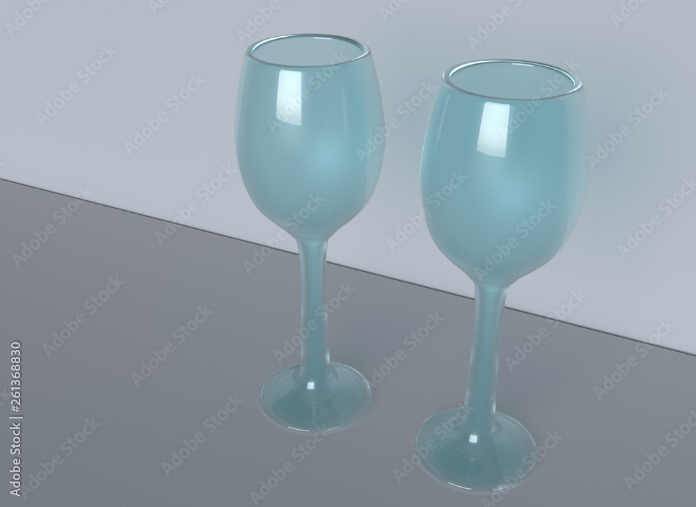 Obraz premium The realistic clear wine glass on grey background