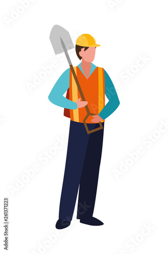 builder construction worker with shovel © djvstock