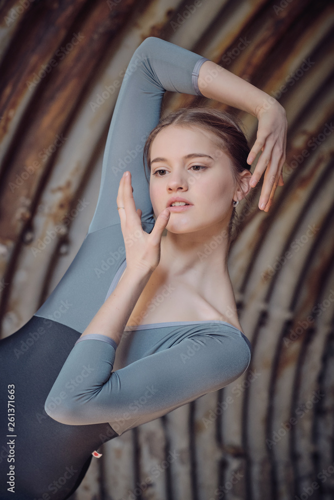 Young ballerina dancing in pipe Young ballerina dancing in pipe