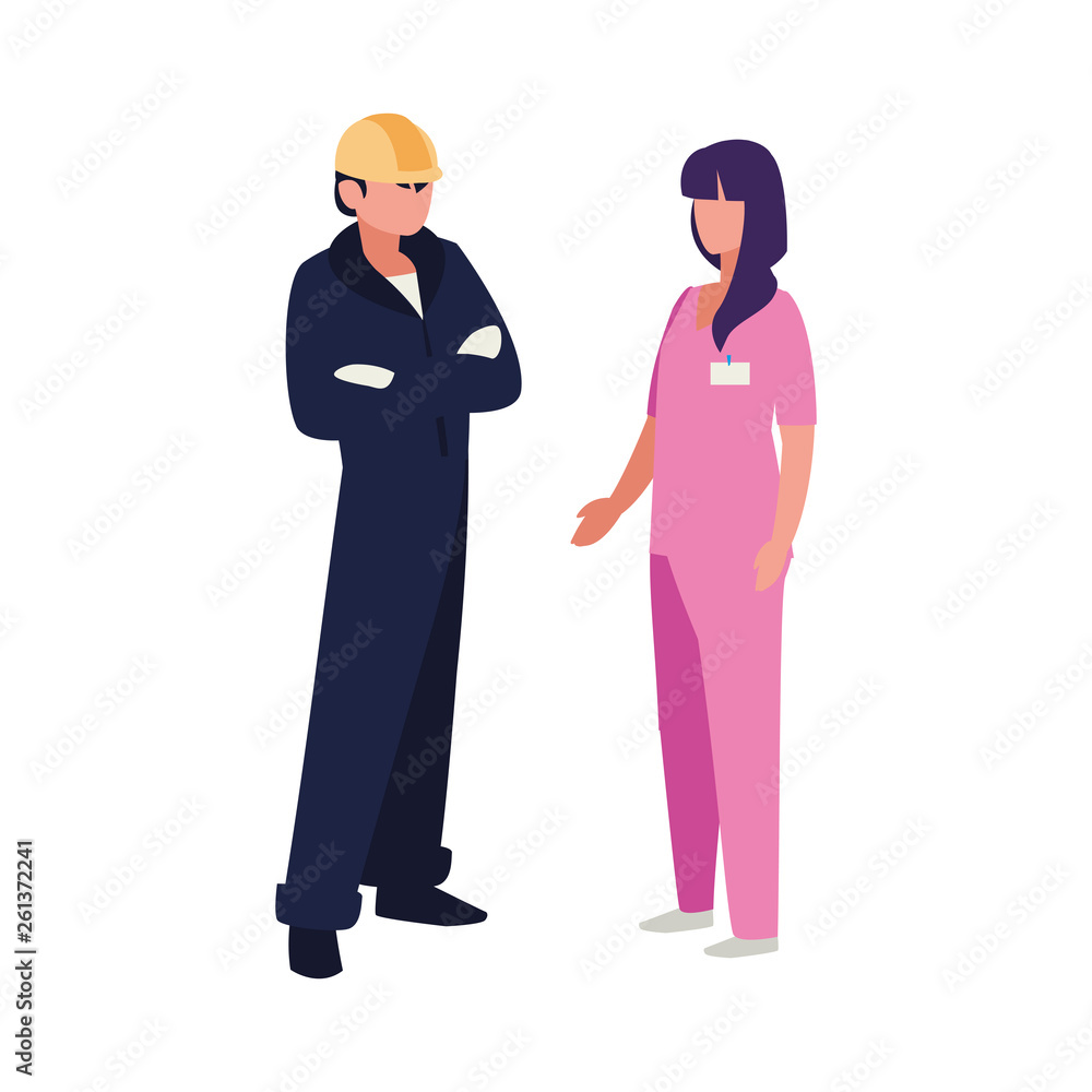 couple of professional workers characters