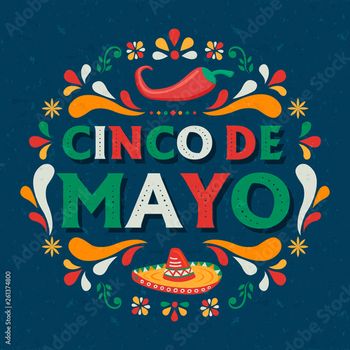 Cinco de Mayo card of festive mexican party quote