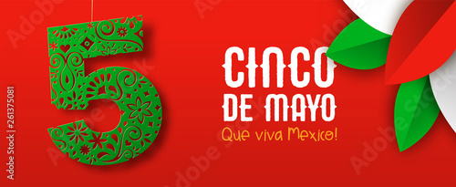 Mexican paper art banner for cinco de mayo holiday