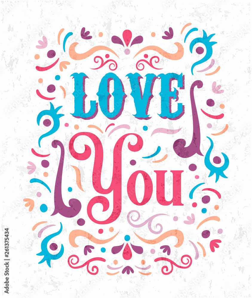 Love You romantic lettering text quote concept Love You romantic lettering text quote concept