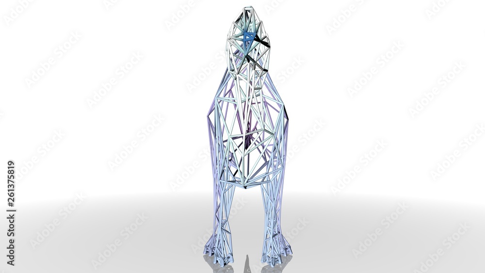 3d rendering of an artistic animal with reflection isolated on white background 3d rendering of an artistic animal with reflection isolated on white background
