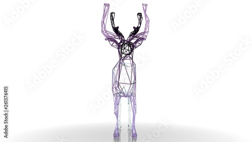 3d rendering of an artistic animal with reflection isolated on white background