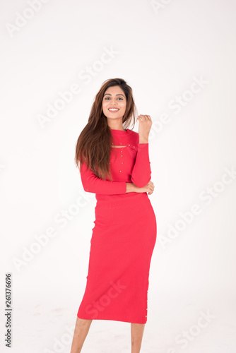 beautiful Arab woman in red dress