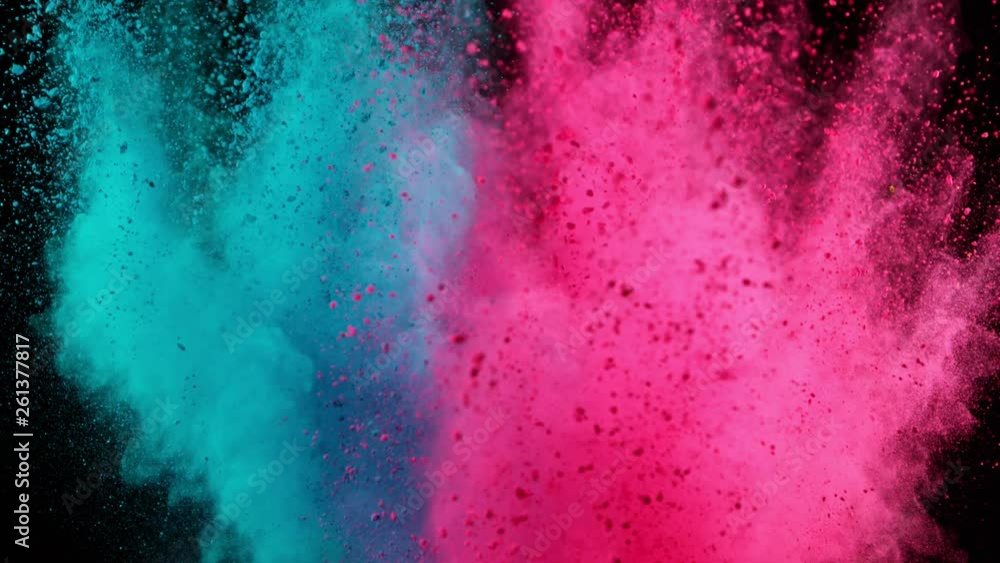 Super Slowmotion Shot of Color Powder Explosion Isolated on Black Background. Super Slowmotion Shot of Color Powder Explosion Isolated on Black Background.