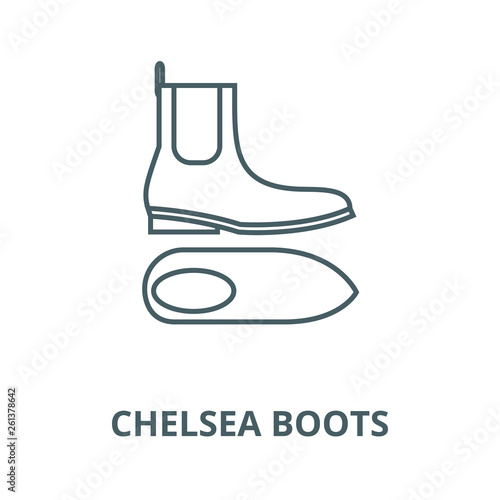 Chelsea boots line icon, vector. Chelsea boots outline sign, concept symbol, illustration