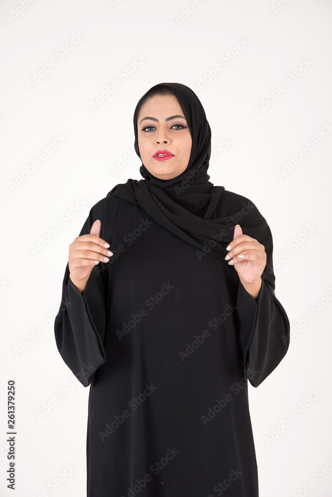 Arab woman in traditional dress on white background Arab woman in traditional dress on white background