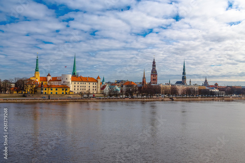 Panoramic view of the historical center of the city of Riga