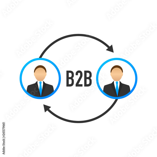 B2B sales person selling products. Business-to-business sales, B2B sales method. Vector illustration.
