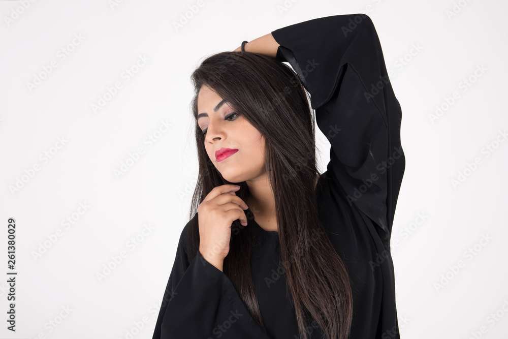 Arab woman in traditional dress on white background Arab woman in traditional dress on white background