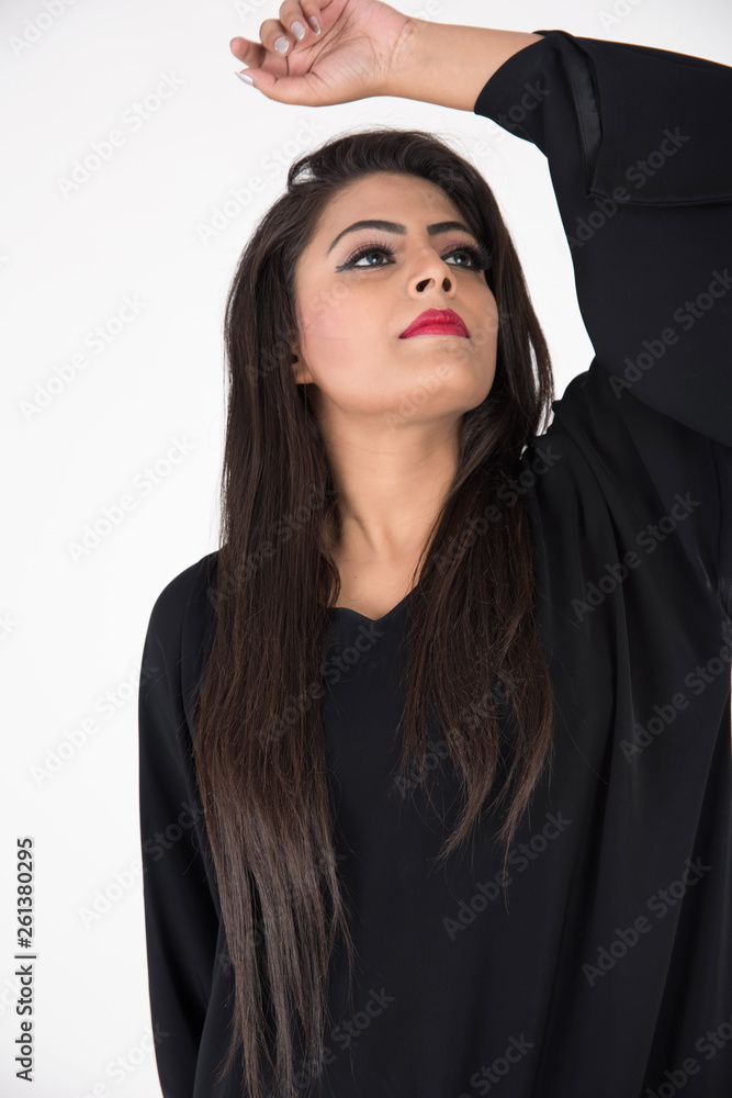 Arab woman in traditional dress on white background Arab woman in traditional dress on white background