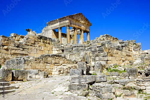 Capitol Temple in the archeological Site of Dougga, Tunisia. photo
