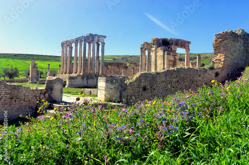 Billede på lærred Theater Ruins in Dougga, Tunisia.