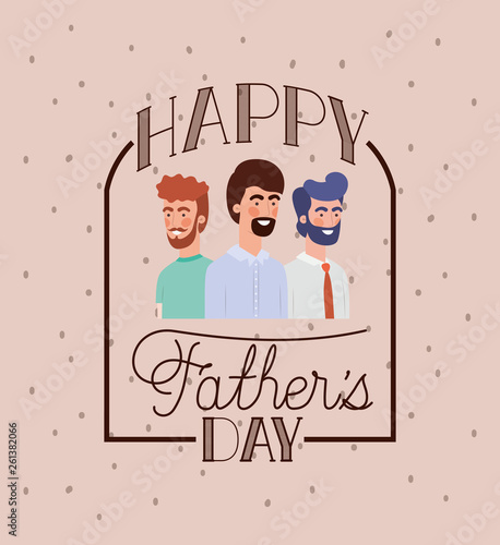 happy fathers day card with dads characters