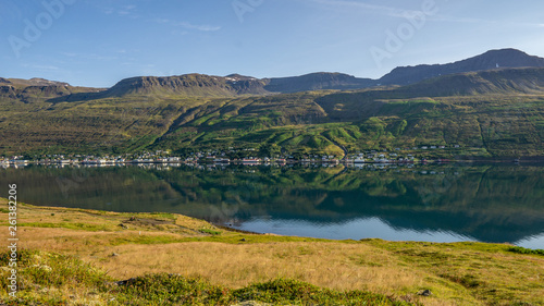 An Icelandic Town in the Mountains