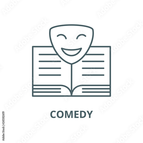 Comedy line icon, vector. Comedy outline sign, concept symbol, illustration