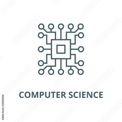 Computer science,circuit line icon, vector. Computer science,circuit outline sign, concept symbol, illustration