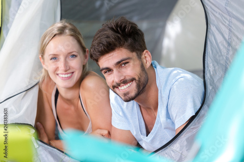 couple enjoying in a tent