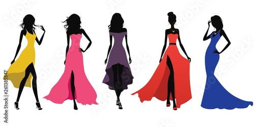 Set of womens dresses. Women silhouettes