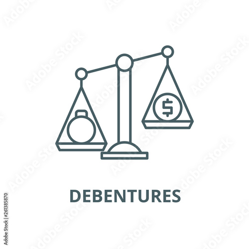Debentures line icon, vector. Debentures outline sign, concept symbol, illustration