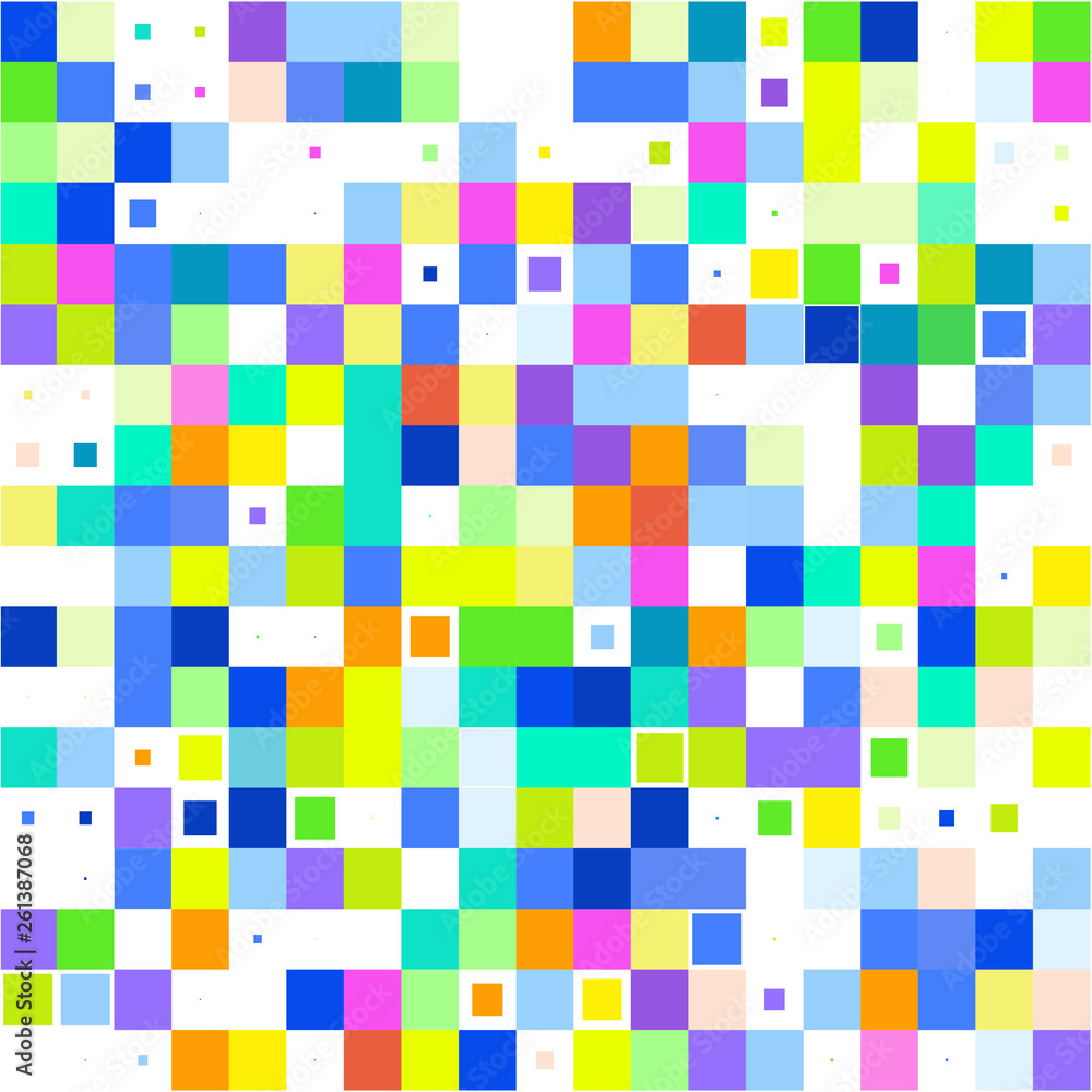 Mosaic of a bright colorful squares on a white background. Mosaic of a bright colorful squares on a white background.