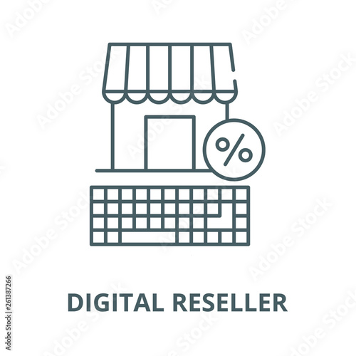 Digital reseller line icon, vector. Digital reseller outline sign, concept symbol, illustration