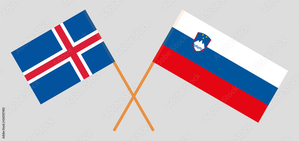 Slovenia and Iceland. The Slovenian and Icelandic flags. Official colors. Correct proportion. Vector