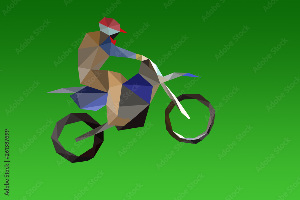 saut d'un motard lors d'un moto-cross en origami Stock Illustration | Adobe  Stock