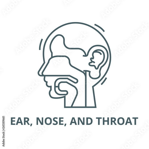 Ear, nose, and throat,ent line icon, vector. Ear, nose, and throat,ent outline sign, concept symbol, illustration