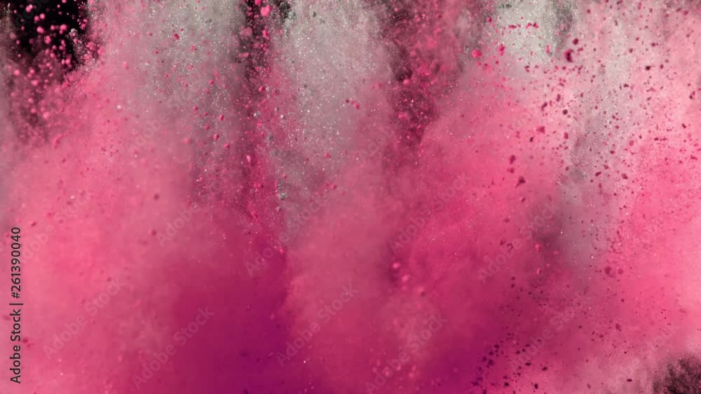 Super Slowmotion Shot of Pink and silver Powder Explosion Isolated on Black Background. Super Slowmotion Shot of Pink and silver Powder Explosion Isolated on Black Background.