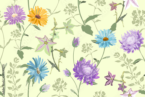 Wallpaper Mural Art floral vector seamless pattern. Torontodigital.ca