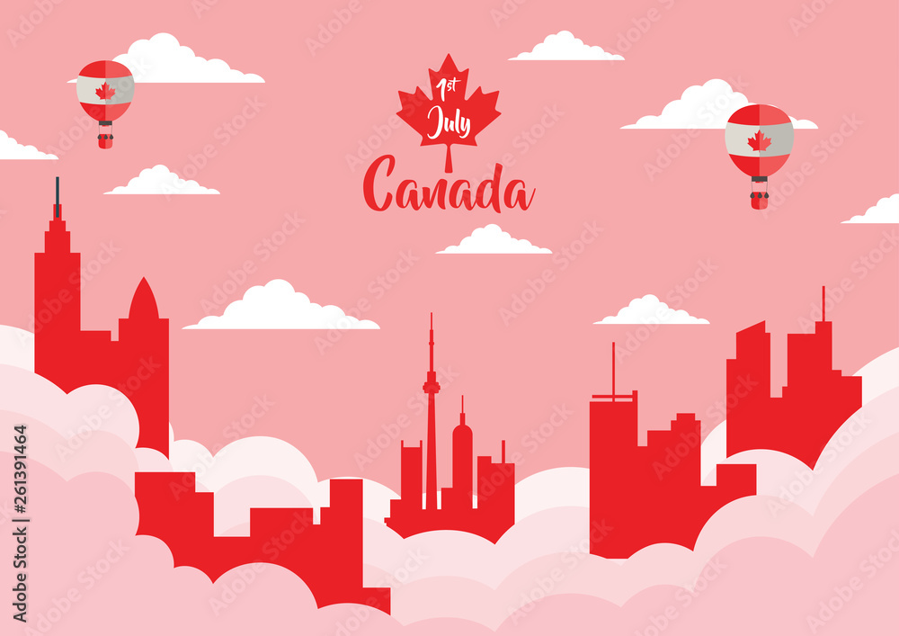 Happy Canada Independence day Poster With Cityscape Canada