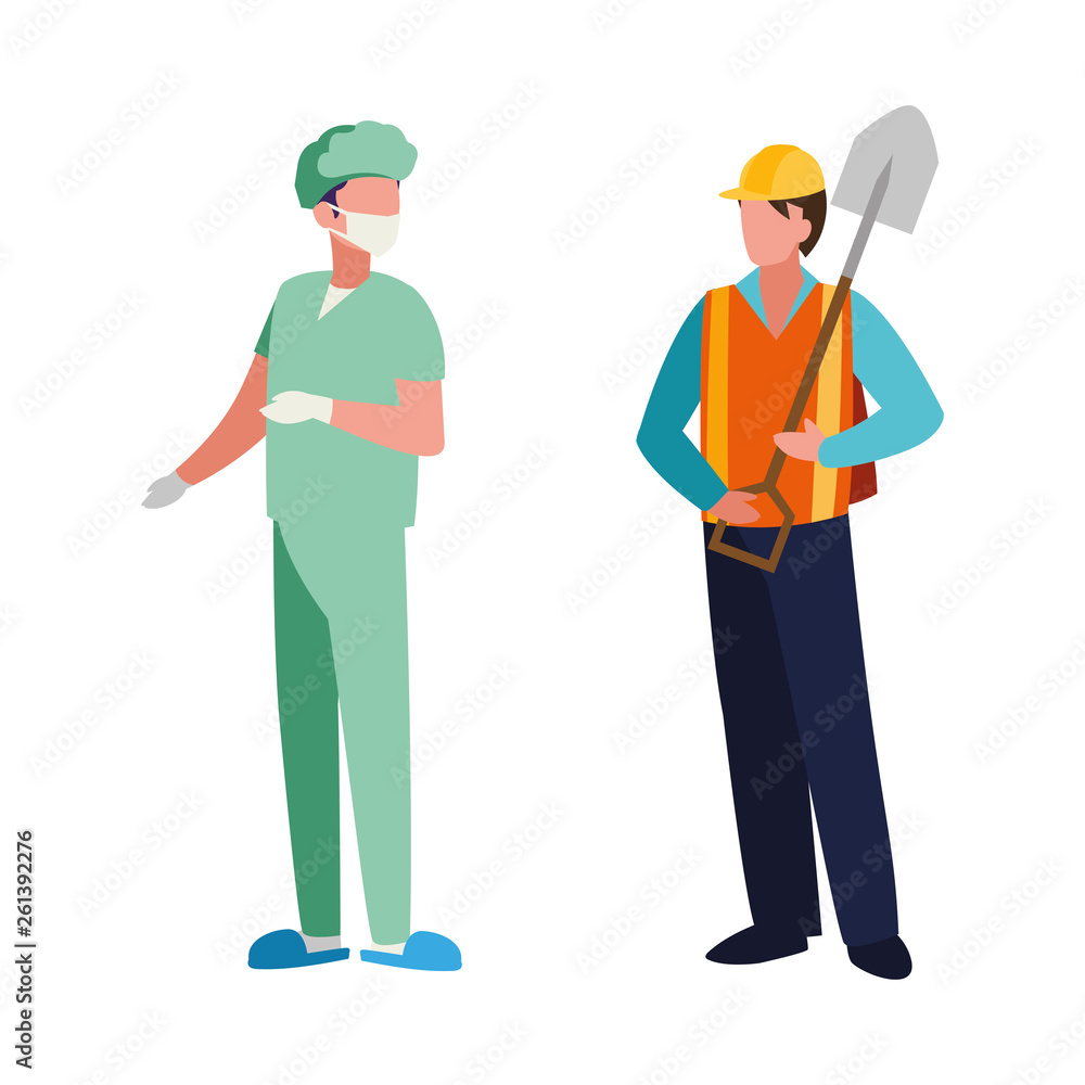 couple of professional workers characters