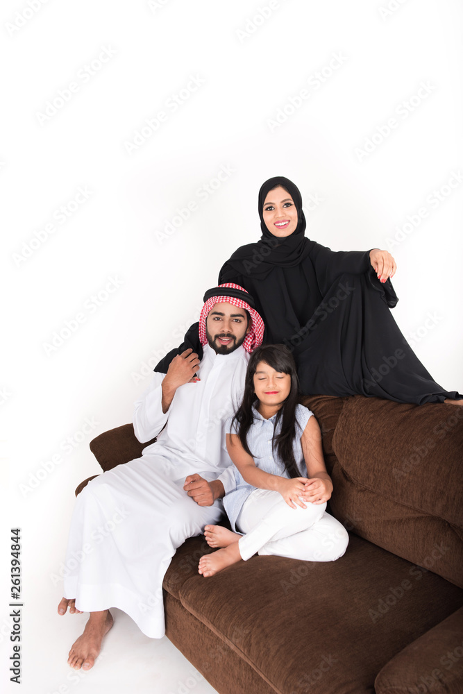 Arab Family sitting at home enjoying the time