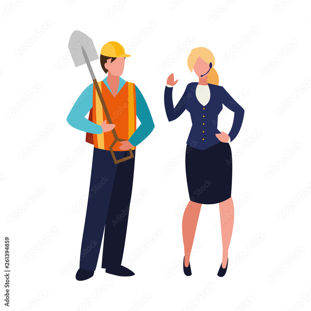 couple of professional workers characters couple of professional workers characters