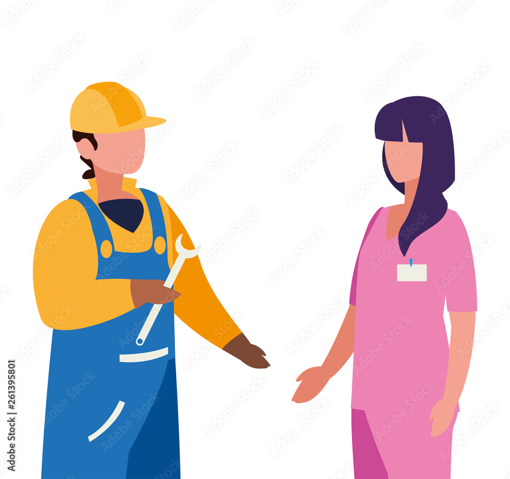Obraz premium couple of professional workers characters