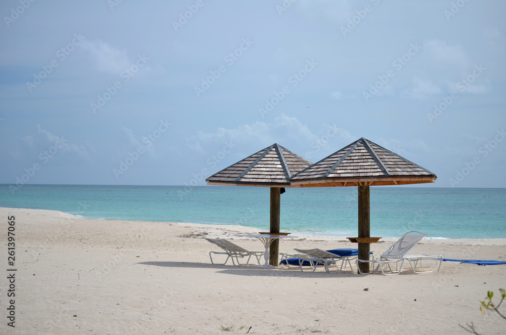 Fototapeta premium beach chairs on the caribbean