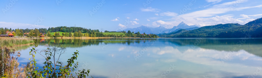 Weissensee with panoramic view of the lake