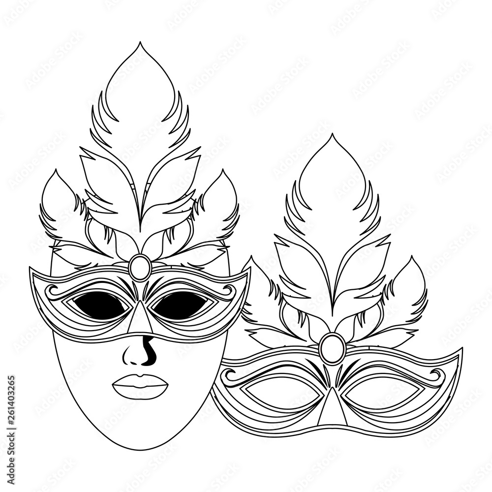 masks and feathers black and white masks and feathers black and white