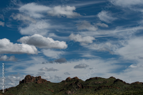 Fair-weather clouds above the Superstition Mountains, Lost Dutchman State Park, Arizona