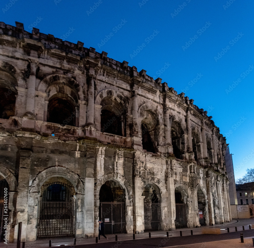 The Arena of Nîmes is a Roman amphitheatre, situated in the French city of Nîmes. Built around AD 70, it was remodelled in 1863 to serve as a bullring.