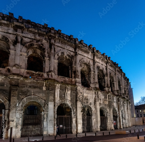 The Arena of Nîmes is a Roman amphitheatre, situated in the French city of Nîmes. Built around AD 70, it was remodelled in 1863 to serve as a bullring.