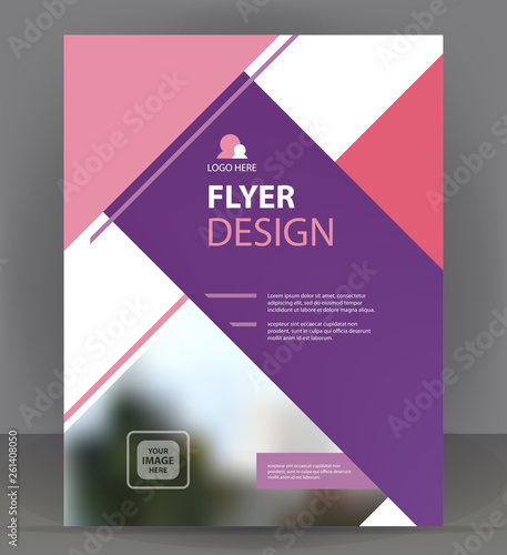 Abstract flyer, brochure, cover violet pink layout design purple print template, pamphlet vector letter format Illustration