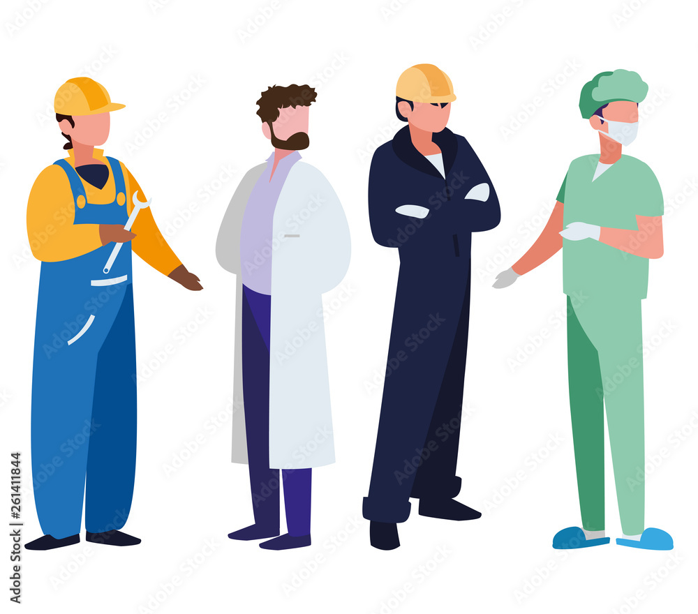 group of professional workers characters group of professional workers characters