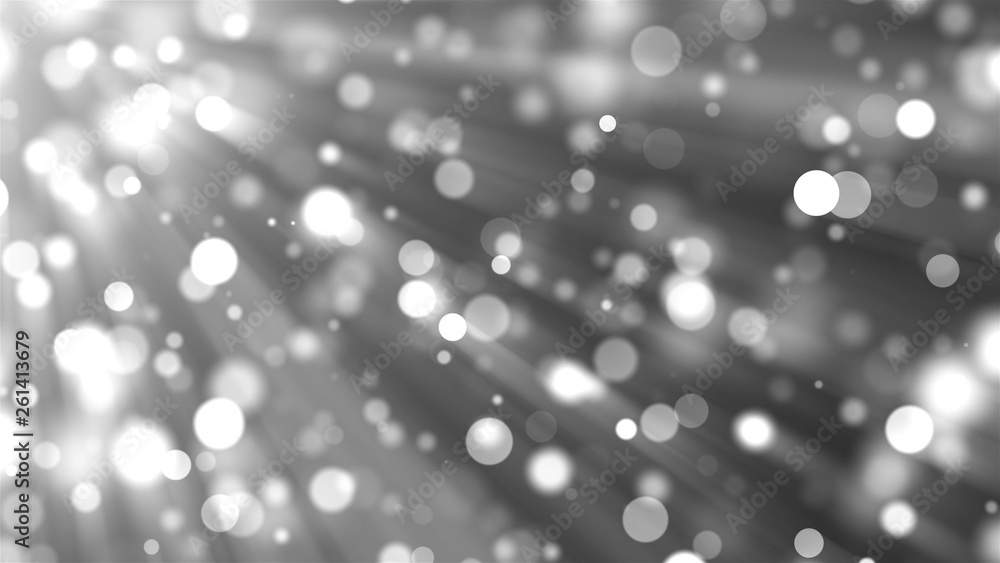 Beautiful white light particles are in space with bokeh effect, computer generated abstract background, 3D rendering