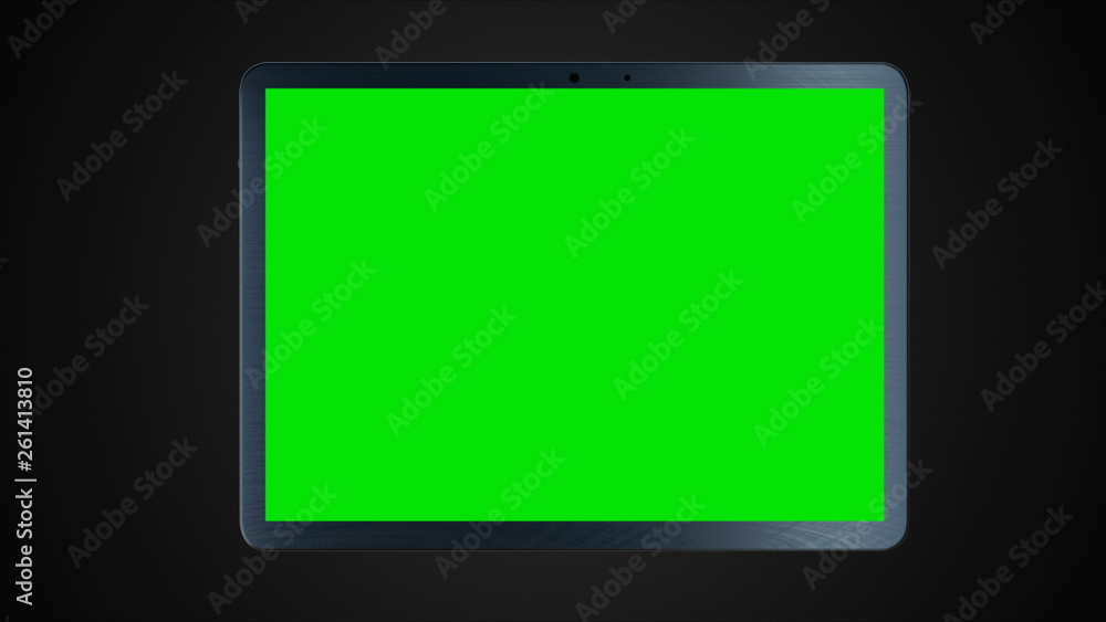 Modern tablet pc with green screen for creative, 3d rendering background, computer generated backdrop Modern tablet pc with green screen for creative, 3d rendering background, computer generated backdrop