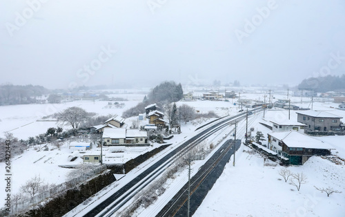 Road and heavy snow at japan