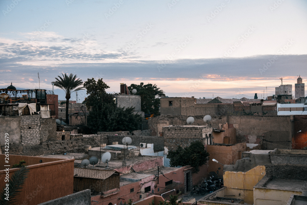 Rooftops at Sunrise in Marrakesh Morocco 